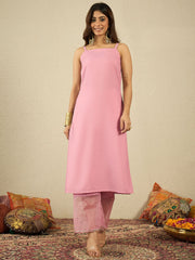 Women Embroidered Empire Thread Work Kurta with Trousers & With Dupatta