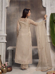 Malaika Arora Ethnic Motifs Embroidered Pleated Zari Organza Kurta With Palazzos & Dupatta