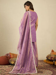 Floral Embroidered Thread Work Kurta With Sharara & Dupatta