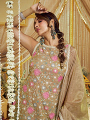 Malaika Arora Women Floral Embroidered Regular Thread Work Kurta with Palazzos & With Dupatta