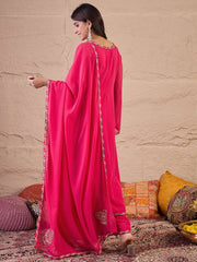 Women Floral Embroidered Regular Thread Work Kurta with Palazzos & Dupatta