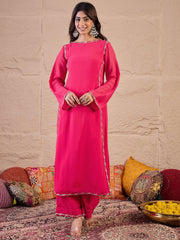 Women Floral Embroidered Regular Thread Work Kurta with Palazzos & Dupatta