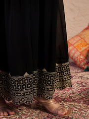 Ethnic Motifs Embroidered Straight Sequinned Kurta With Sharara & Dupatta