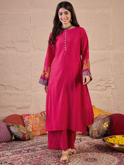 Women Ethnic Motifs Embroidered Regular Thread Work Kurta with Palazzos