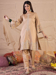 Women Floral Embroidered Sequinned Kurta with Trousers & Dupatta