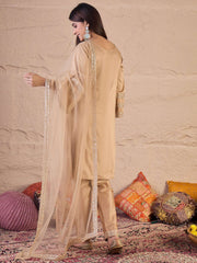 Women Floral Embroidered Sequinned Kurta with Trousers & Dupatta