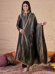 Woven Design Straight Zari Work Viscose Tissue Kurta with Trousers & Dupatta