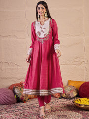 Women Embroidered Sequinned Kurta with Trousers & Dupatta