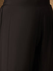 Embroidered Silk Blend V-Neck Kurta & Trousers With Dupatta