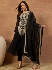 Women Ethnic Motifs Embroidered Regular Thread Work Kurta with Trousers & With Dupatta
