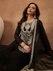 Women Ethnic Motifs Embroidered Regular Thread Work Kurta with Trousers & With Dupatta