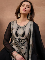 Women Ethnic Motifs Embroidered Regular Thread Work Kurta with Trousers & With Dupatta