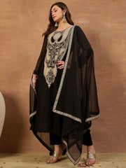 Women Ethnic Motifs Embroidered Regular Thread Work Kurta with Trousers & With Dupatta