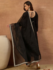 Women Ethnic Motifs Embroidered Regular Thread Work Kurta with Trousers & With Dupatta