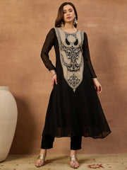 Women Ethnic Motifs Embroidered Regular Thread Work Kurta with Trousers & With Dupatta