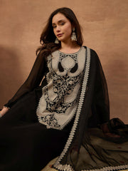 Women Ethnic Motifs Embroidered Regular Thread Work Kurta with Trousers & With Dupatta