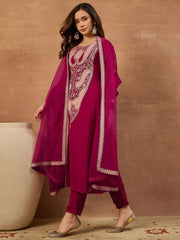 Women Ethnic Motifs Embroidered Regular Thread Work Kurta with Trousers & With Dupatta