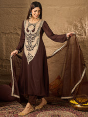 Women Ethnic Motifs Embroidered Regular Thread Work Kurta with Trouser & Dupatta