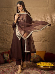 Women Ethnic Motifs Embroidered Regular Thread Work Kurta with Trouser & Dupatta