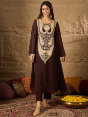 Women Ethnic Motifs Embroidered Regular Thread Work Kurta with Trouser & Dupatta