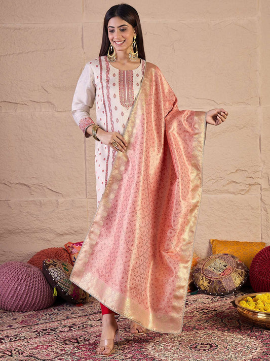 Women Ethnic Motifs Embroidered Kurta with Trouser & Dupatta