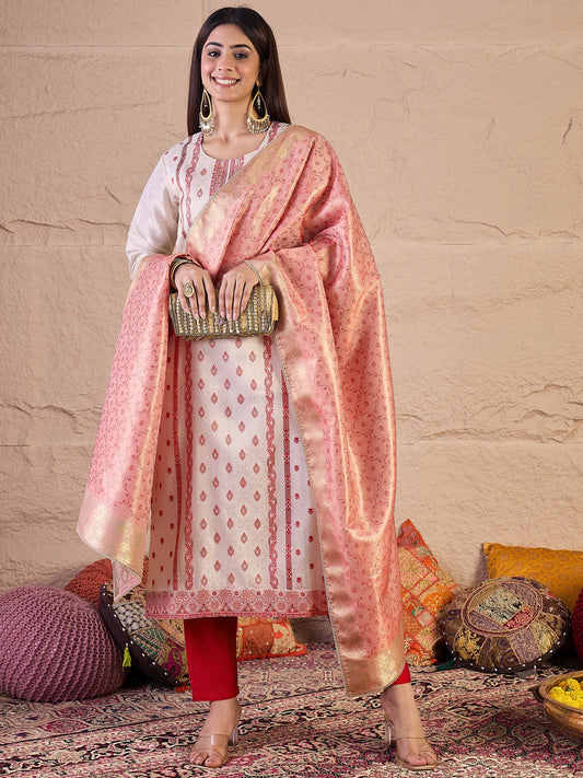 Women Ethnic Motifs Embroidered Kurta with Trouser & Dupatta