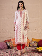 Women Ethnic Motifs Embroidered Kurta with Trouser & Dupatta