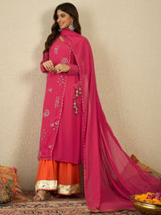 Women Ethnic Motifs Embroidered Angrakha Kurta with Palazzos & With Dupatta