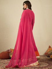 Women Ethnic Motifs Embroidered Angrakha Kurta with Palazzos & With Dupatta