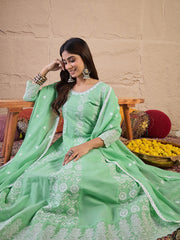 Women Ethnic Motifs Printed A-Line Kurta with Trousers & Dupatta