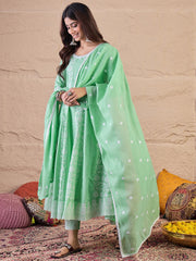 Women Ethnic Motifs Printed A-Line Kurta with Trousers & Dupatta