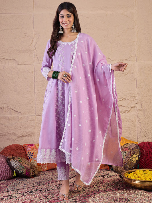 Women Ethnic Motifs Printed A-Line Kurta with Trousers & Dupatta