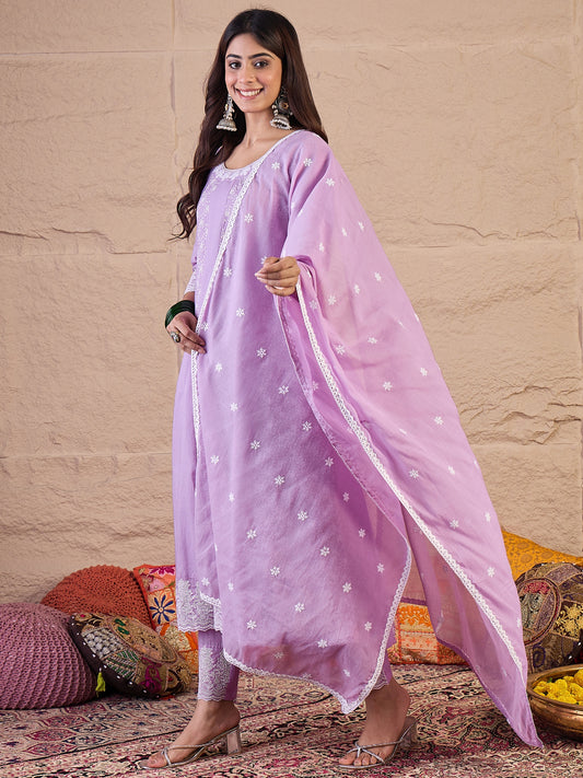 Women Ethnic Motifs Printed A-Line Kurta with Trousers & Dupatta