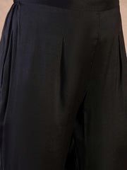 Women Floral Embroidered Silk Anarkali Kurta with Trousers & Dupatta
