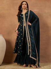 Women Ethnic Motifs Embroidered Regular Thread Work Kurta with Palazzos & With Dupatta (Copy)