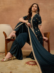 Women Ethnic Motifs Embroidered Regular Thread Work Kurta with Palazzos & With Dupatta (Copy)
