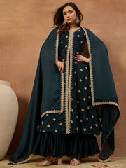 Women Ethnic Motifs Embroidered Regular Thread Work Kurta with Palazzos & With Dupatta (Copy)