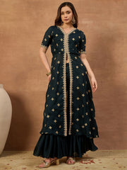 Women Ethnic Motifs Embroidered Regular Thread Work Kurta with Palazzos & With Dupatta (Copy)