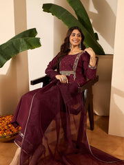 Women Ethnic Motifs Embroidered Panelled Kurta with Palazzos & With Dupatta
