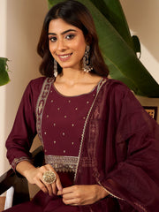 Women Ethnic Motifs Embroidered Panelled Kurta with Palazzos & With Dupatta