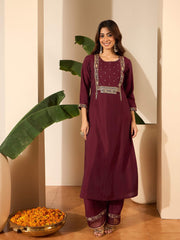 Women Ethnic Motifs Embroidered Panelled Kurta with Palazzos & With Dupatta