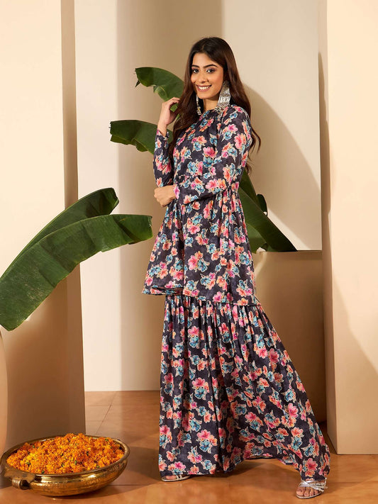 Printed Round Neck Tunic & Palazzos Co-Ords