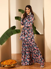 Women Floral Printed and Foil Work Kurta Set