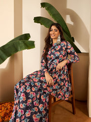 Women Floral Printed and Foil Work Kurta Set