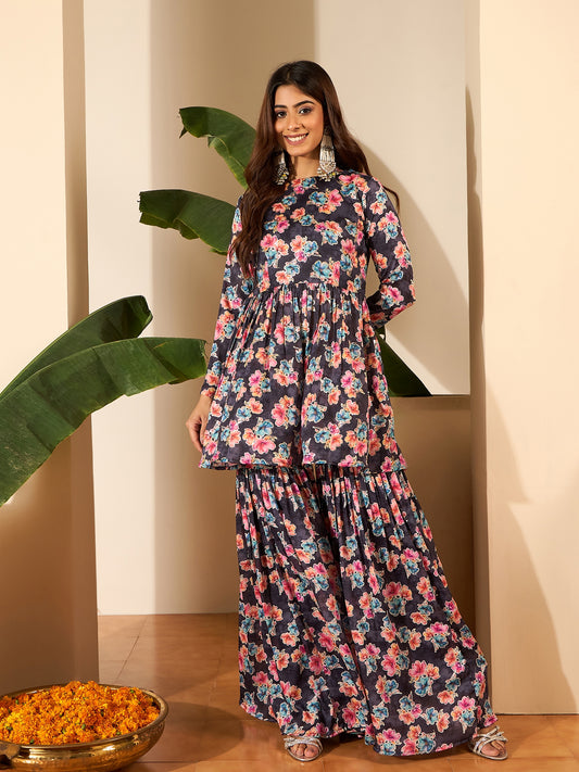 Printed Round Neck Tunic & Palazzos Co-Ords