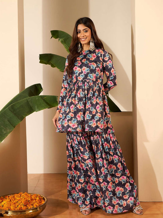 Printed Round Neck Tunic & Palazzos Co-Ords