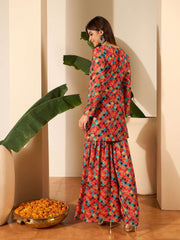 Printed V-Neck Tunic & Palazzos Co-Ords