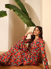Printed V-Neck Tunic & Palazzos Co-Ords