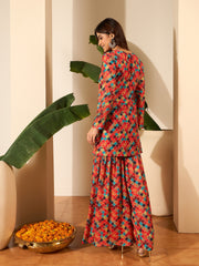 Women Geometric Printed Kurta with Sharara