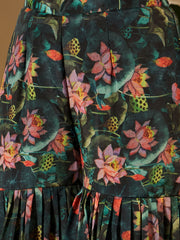 Women Floral Printed & Foil Work Tunic & Palazzos Co-Ords Set